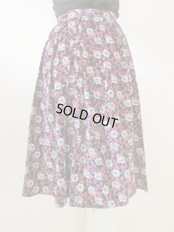 画像5: 【オトナのベロア*】ネイビー地の花柄スカート