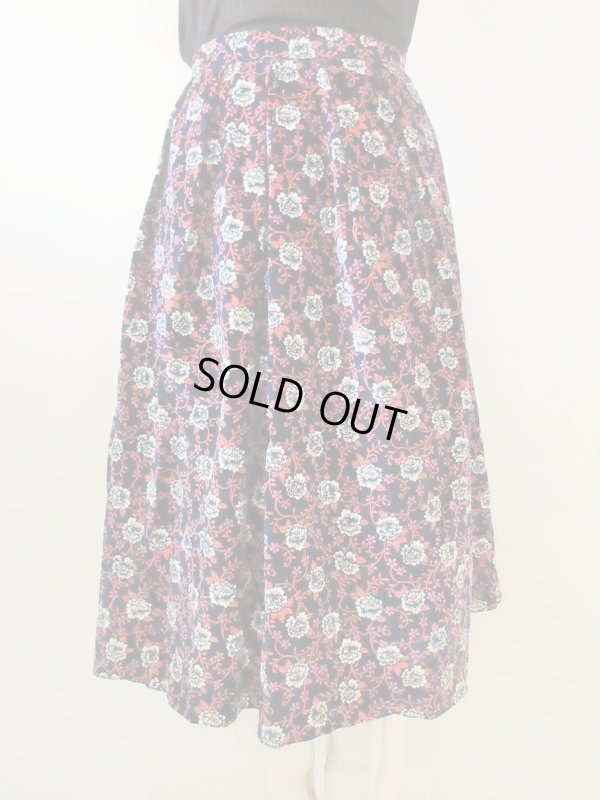 画像3: 【オトナのベロア*】ネイビー地の花柄スカート
