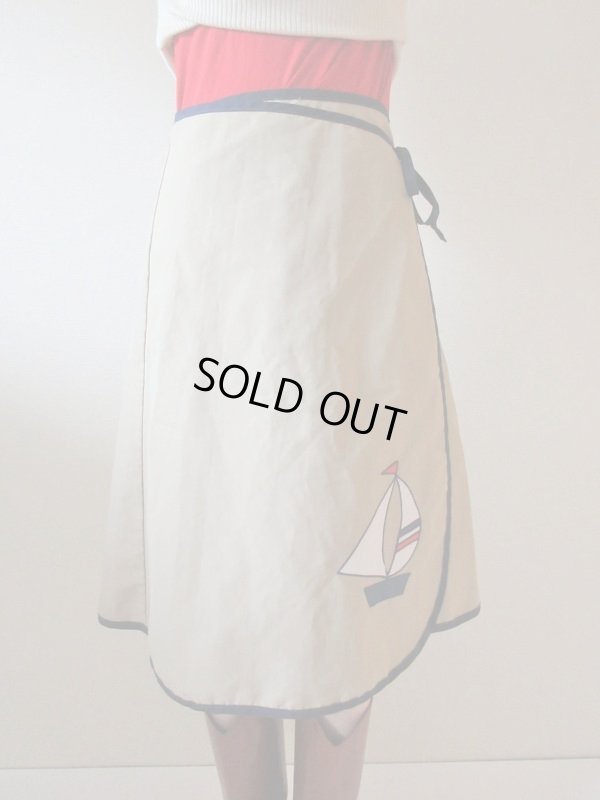 画像7: 【マリン好きな方へ*】ヨット柄ラップスカート