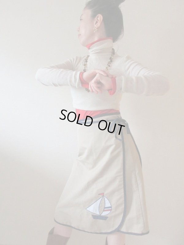 画像5: 【マリン好きな方へ*】ヨット柄ラップスカート