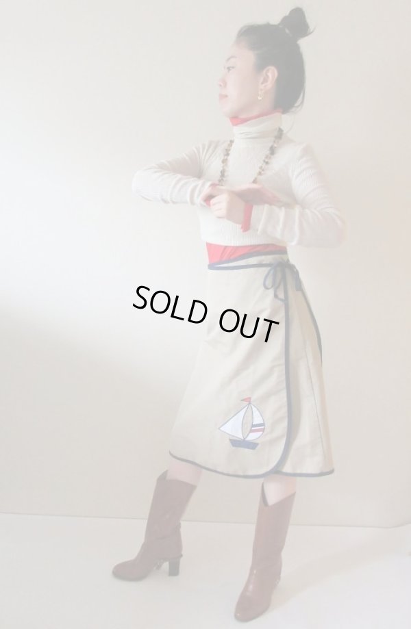 画像6: 【マリン好きな方へ*】ヨット柄ラップスカート