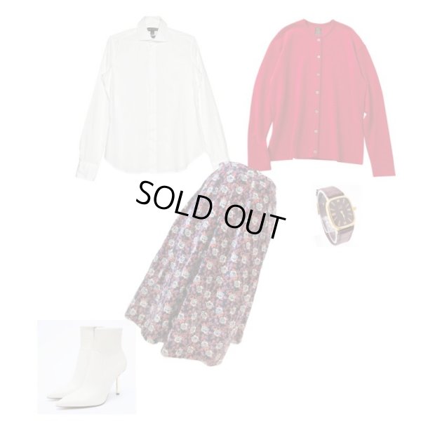 画像9: 【オトナのベロア*】ネイビー地の花柄スカート