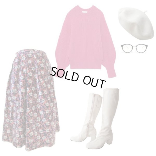 画像8: 【オトナのベロア*】ネイビー地の花柄スカート