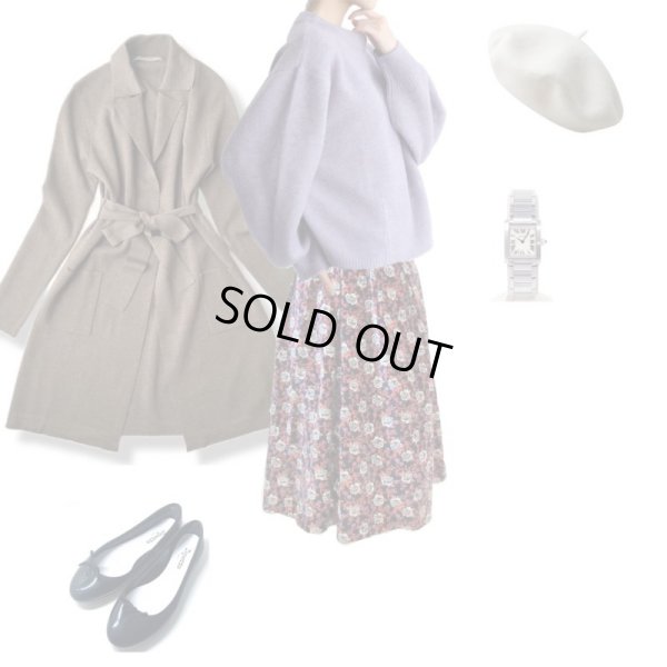 画像7: 【オトナのベロア*】ネイビー地の花柄スカート