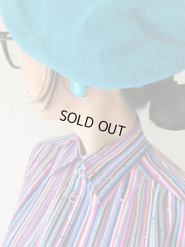 画像7: 【イヤリングと２点セット*】レトロ配色のストライプ柄シャツ