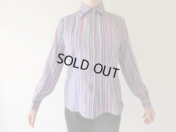 画像3: 【イヤリングと２点セット*】レトロ配色のストライプ柄シャツ