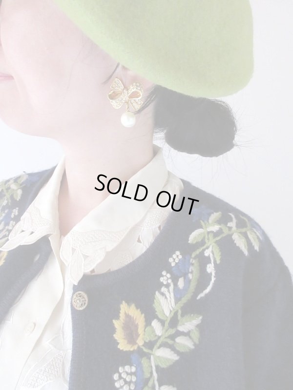 画像3: 刺繍のネイビーニットカーディガン