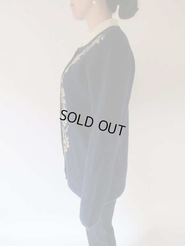 画像5: 刺繍のネイビーニットカーディガン