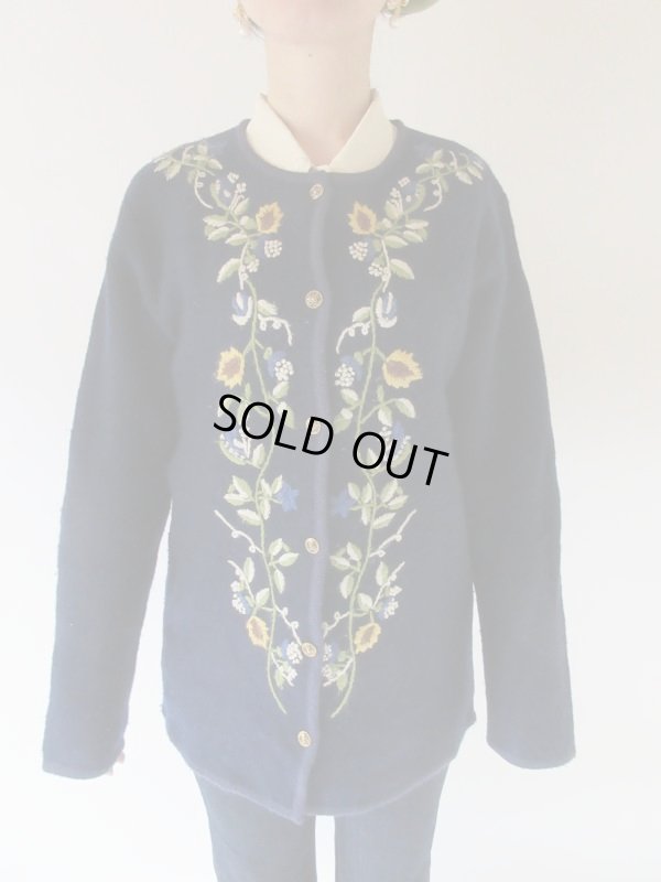 画像4: 刺繍のネイビーニットカーディガン