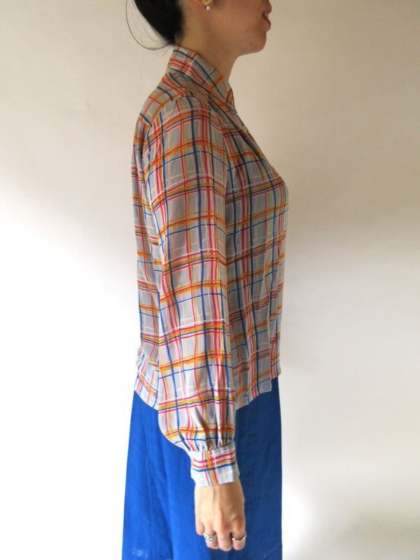 画像5: シフォンの格子柄シャツ