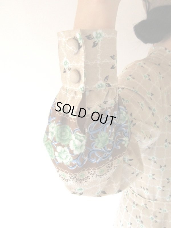 画像8: 【イヤリングと２点セット*】レトロフラワーのボウタイワンピース