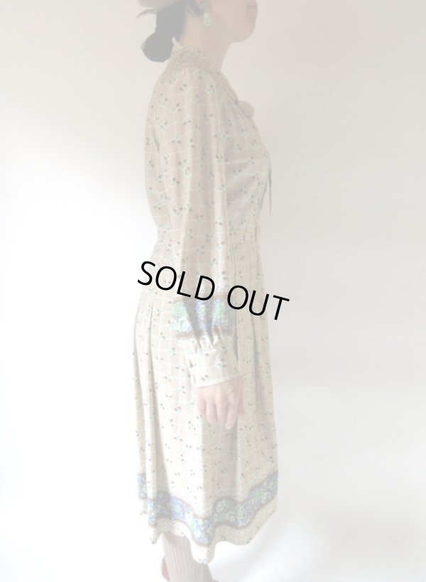 画像5: 【イヤリングと２点セット*】レトロフラワーのボウタイワンピース