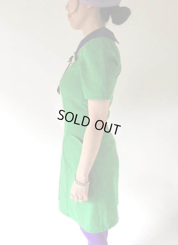 画像5: 【ブローチと２点セット*】レトロシルエットのバイカラーワンピース