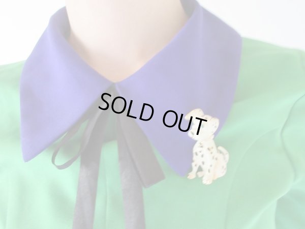 画像7: 【ブローチと２点セット*】レトロシルエットのバイカラーワンピース