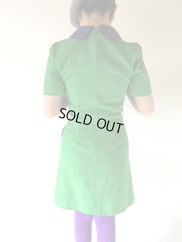 画像6: 【ブローチと２点セット*】レトロシルエットのバイカラーワンピース