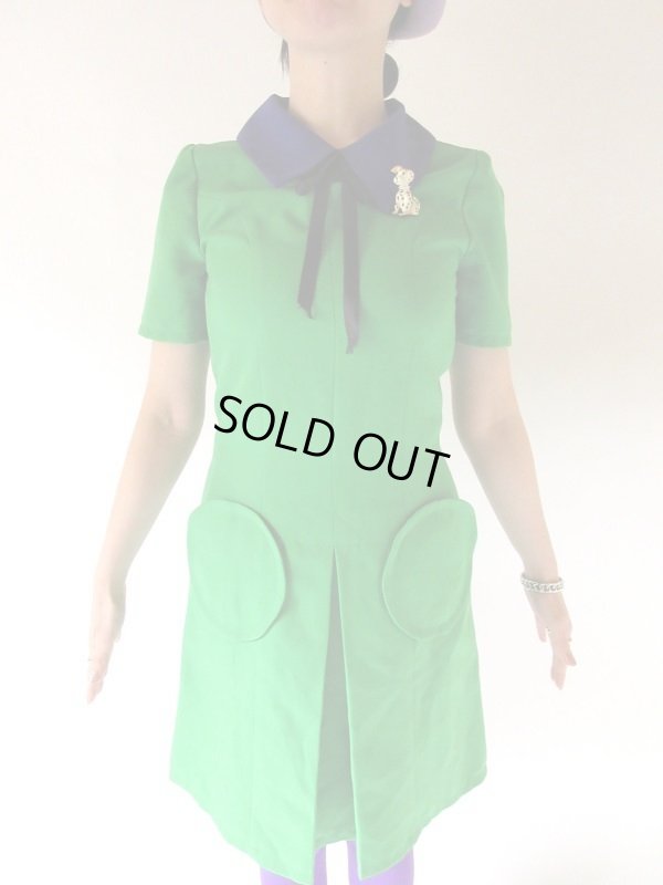 画像4: 【ブローチと２点セット*】レトロシルエットのバイカラーワンピース