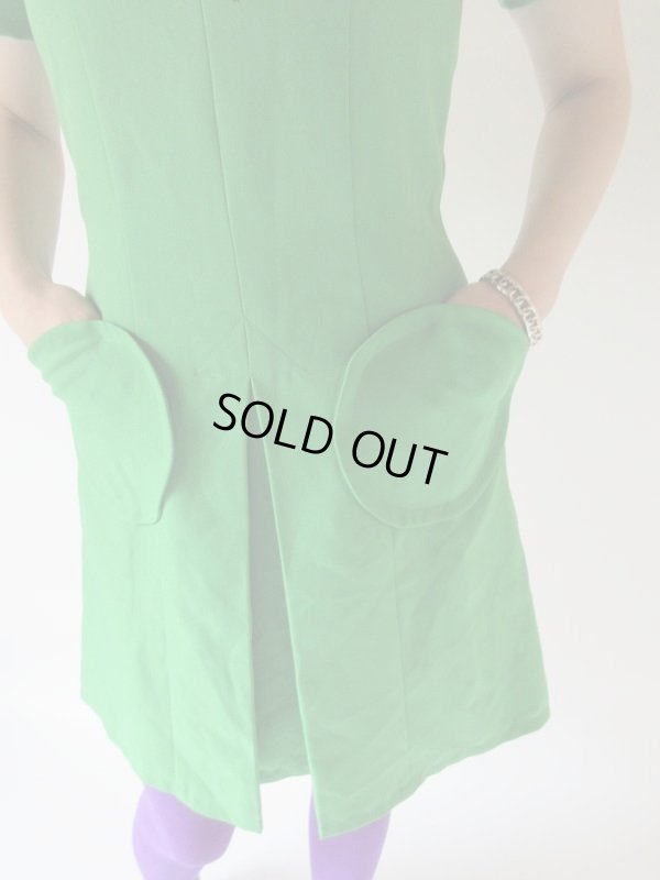 画像8: 【ブローチと２点セット*】レトロシルエットのバイカラーワンピース