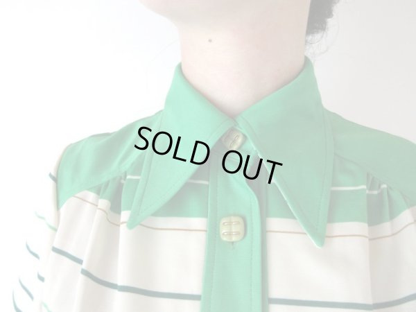 画像7: レトログリーンのボーダーワンピース