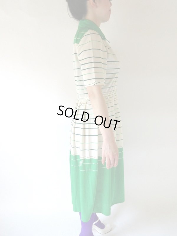 画像4: レトログリーンのボーダーワンピース