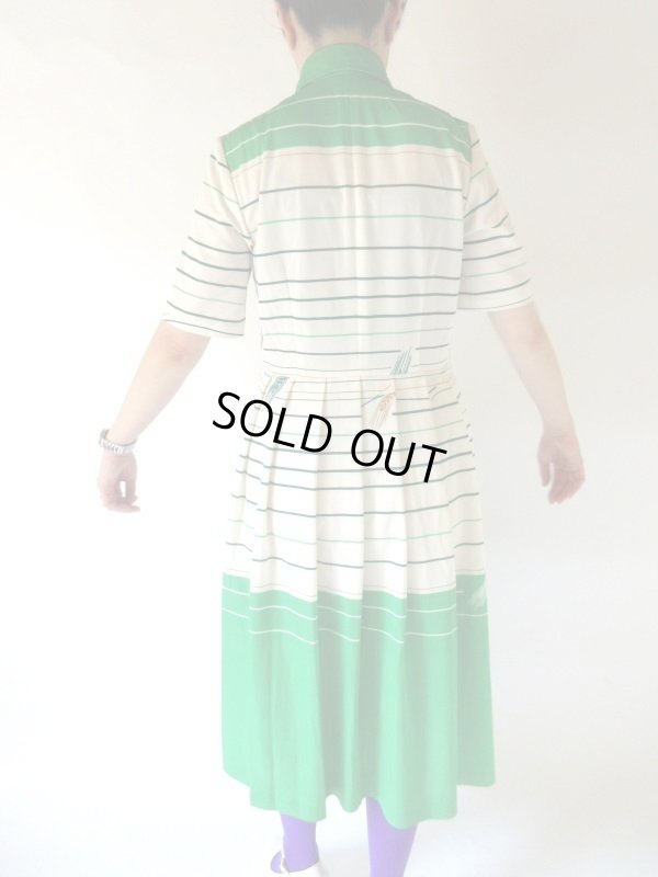 画像5: レトログリーンのボーダーワンピース