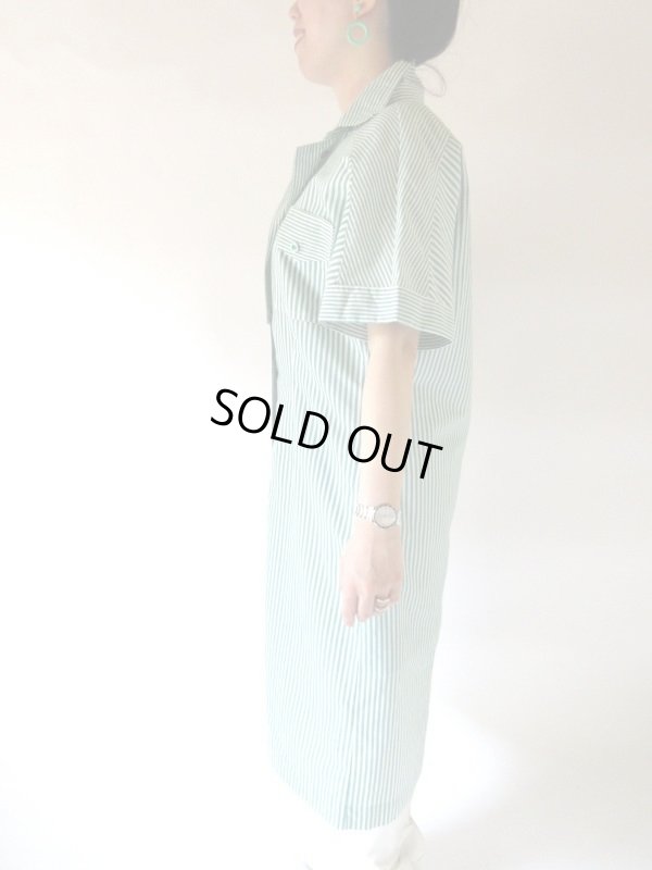 画像3: 【MADE IN SPAIN*】爽やかグリーンのストライプシャツワンピース