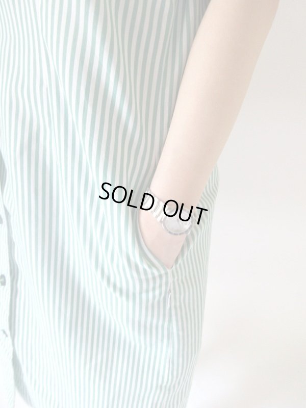 画像7: 【MADE IN SPAIN*】爽やかグリーンのストライプシャツワンピース