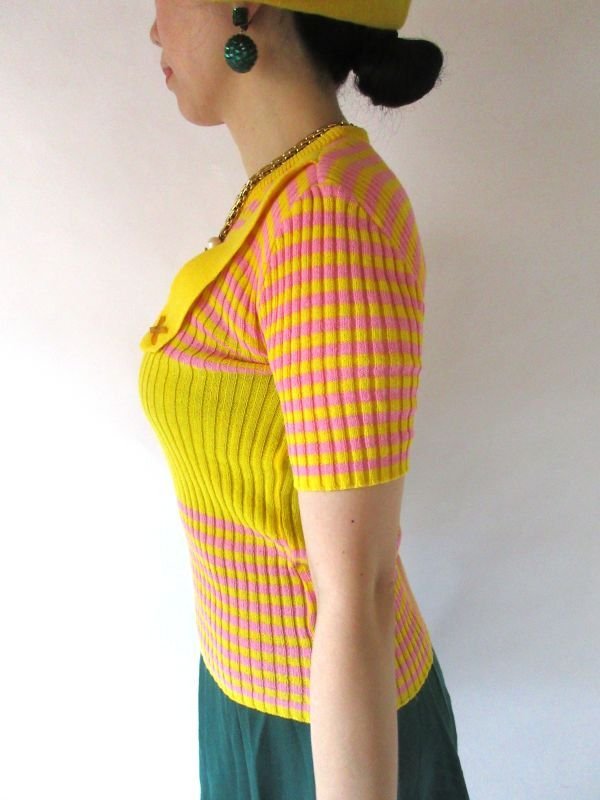 画像4: 【胸元のチャームが可愛い*】バイカラーボーダーニット