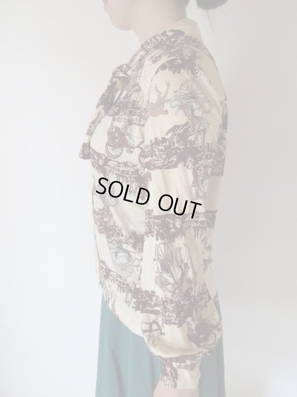 画像5: 【大人可愛くボウタイ*】貴婦人の馬車柄シャツ