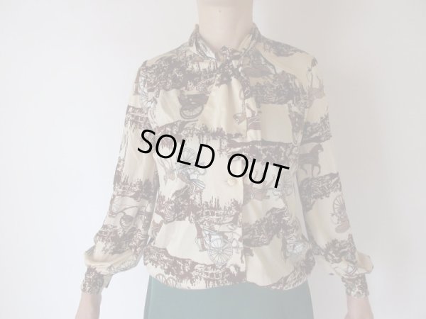 画像4: 【大人可愛くボウタイ*】貴婦人の馬車柄シャツ