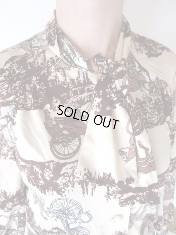 画像3: 【大人可愛くボウタイ*】貴婦人の馬車柄シャツ