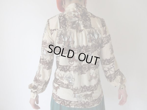 画像6: 【大人可愛くボウタイ*】貴婦人の馬車柄シャツ