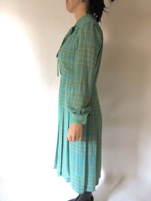 画像4: 【色鮮やかグリーン*】ボウタイワンピース