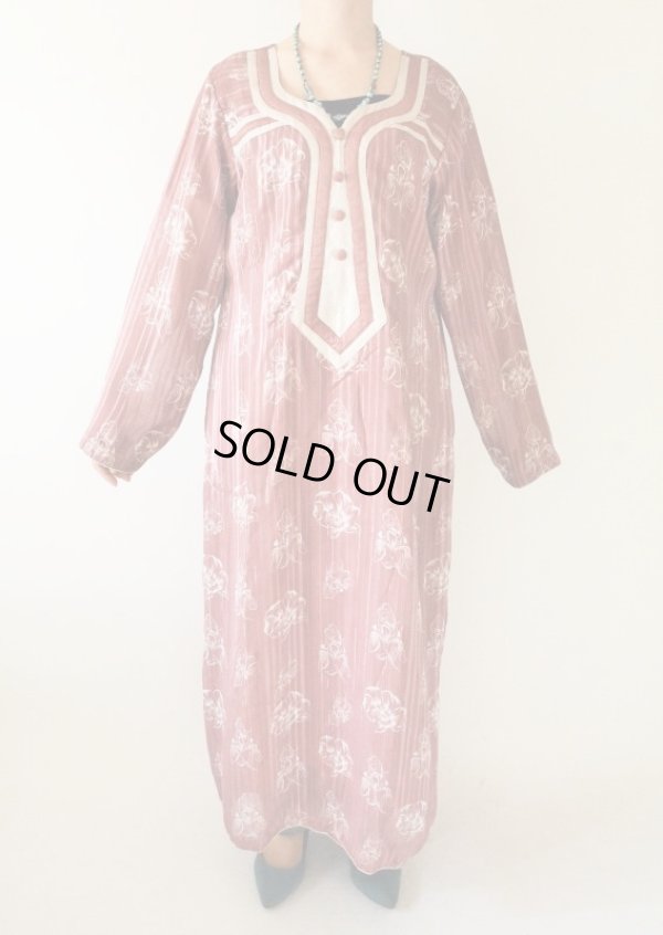 画像3: お仕立て品*異素材切り替えのマキシワンピース