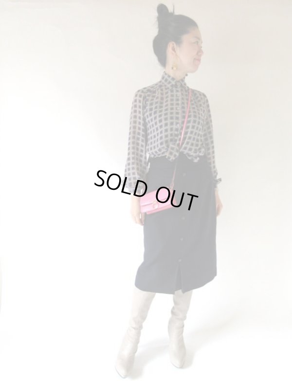 画像3: 【軽やかに大人レトロ*】シフォンのスクエア柄シャツ