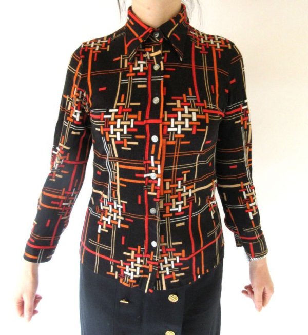 画像3: 【抜群インパクト*】レトロ幾何学柄シャツ
