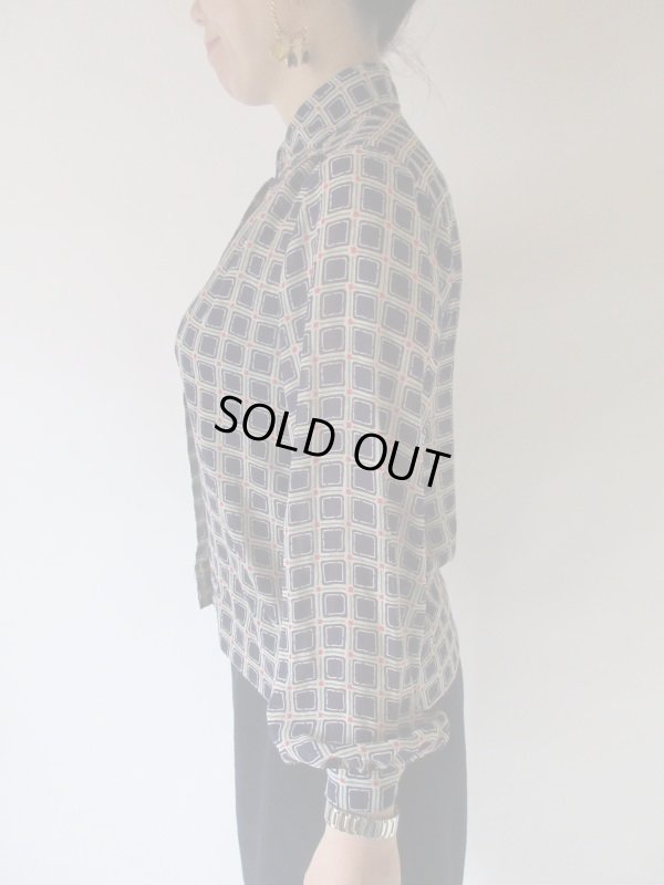 画像5: 【軽やかに大人レトロ*】シフォンのスクエア柄シャツ