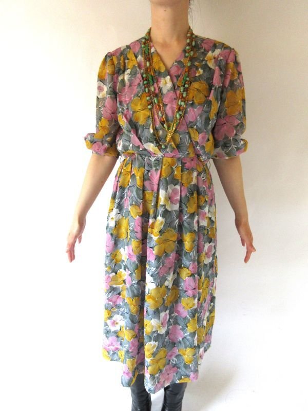 画像3: 【おとなっぽパフスリーブ*】アートフラワーワンピース