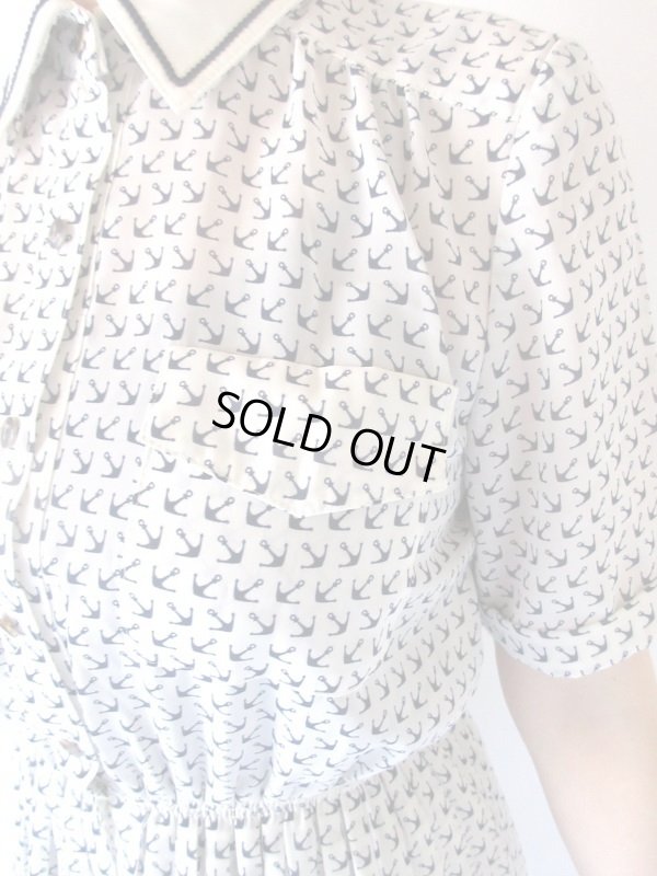 画像8: 【褪せないマリン*】二重襟のイカリ柄ワンピース