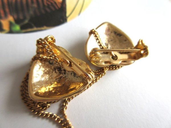 画像4: 【カジュアル使いにも*】未使用*手描き風ペイントのチェーンブローチ