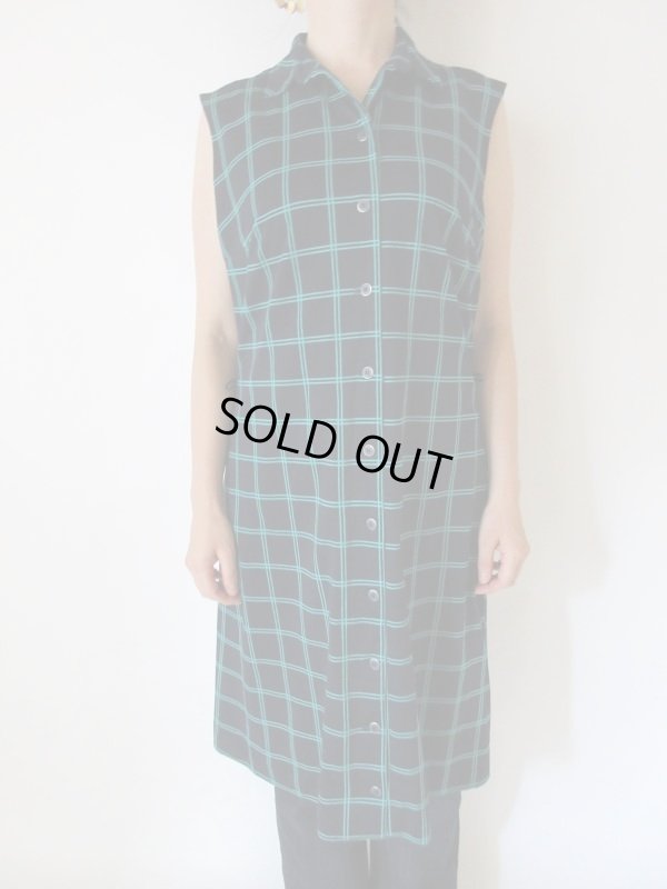 画像4: 【羽織ってジレ風にも*】ネイビー×グリーンラインワンピース