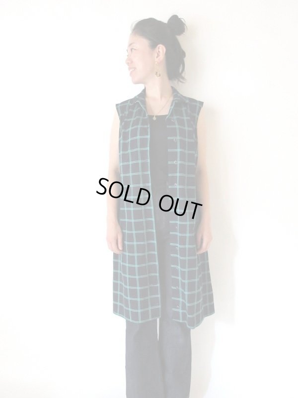 画像3: 【羽織ってジレ風にも*】ネイビー×グリーンラインワンピース