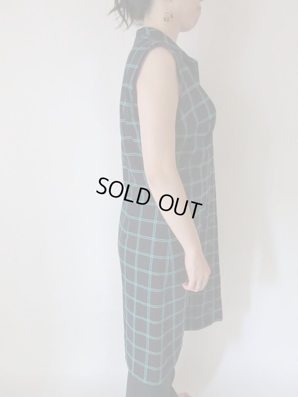 画像5: 【羽織ってジレ風にも*】ネイビー×グリーンラインワンピース