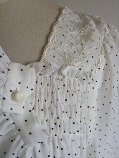 画像1: ミニドット柄エレガントドレス