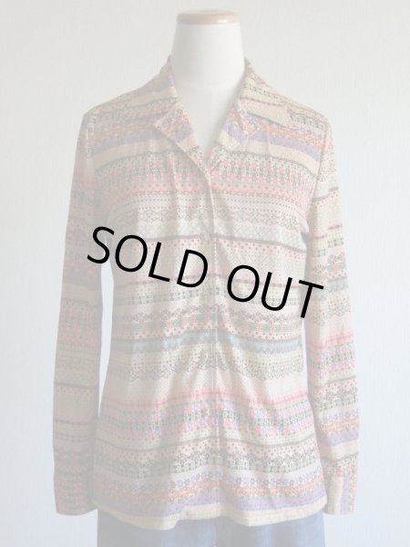 画像1: カラフルレトロ柄ブラウス (1)