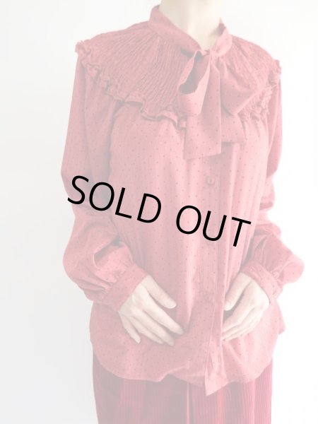 画像2: ★棒タイリボンのドット柄ブラウス (2)