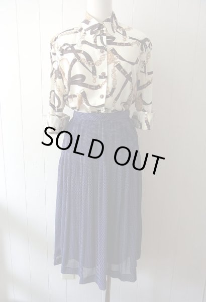 画像3: 紺に白ドットのプリーツスカート (3)