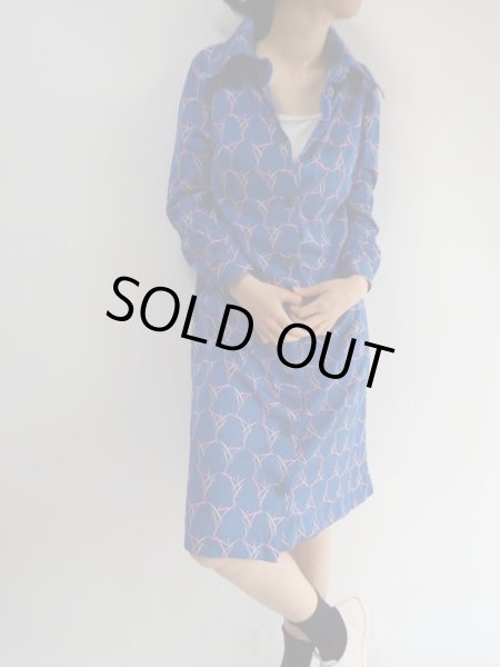 画像2: ★お仕立て品*レトロモダンなブルーワンピ (2)