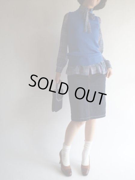 画像2: ★レトロな鮮やかブルーニット (2)