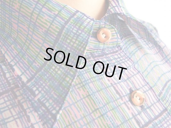 画像4: ★未使用*2wayレトロ格子ラインブラウス (4)