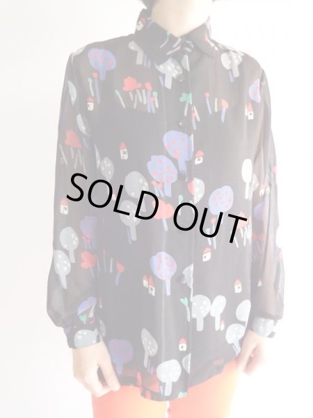 画像2: ★キノコ？木？柄透けブラウス (2)